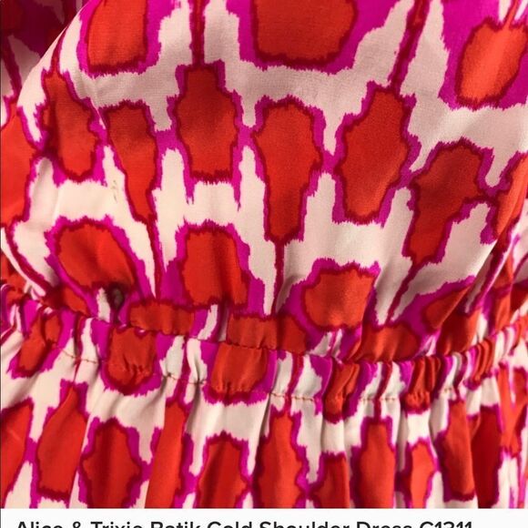 ALICE & TRIXIE  Batik  pink orange white print Party Dress Small - Picture 3 of 8